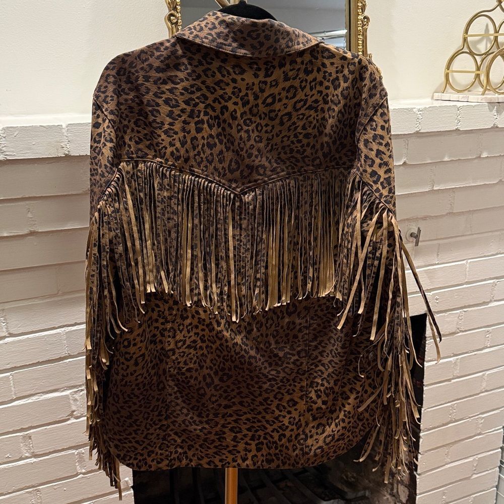 We The Free Fringe Out Vegan Suede Animal Print Jacket - Picture 9 of 9